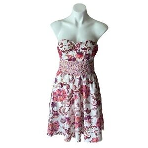 Rue21 Women’s White And Red Floral Paisley Strapless Cotton Mini Dress Size XL